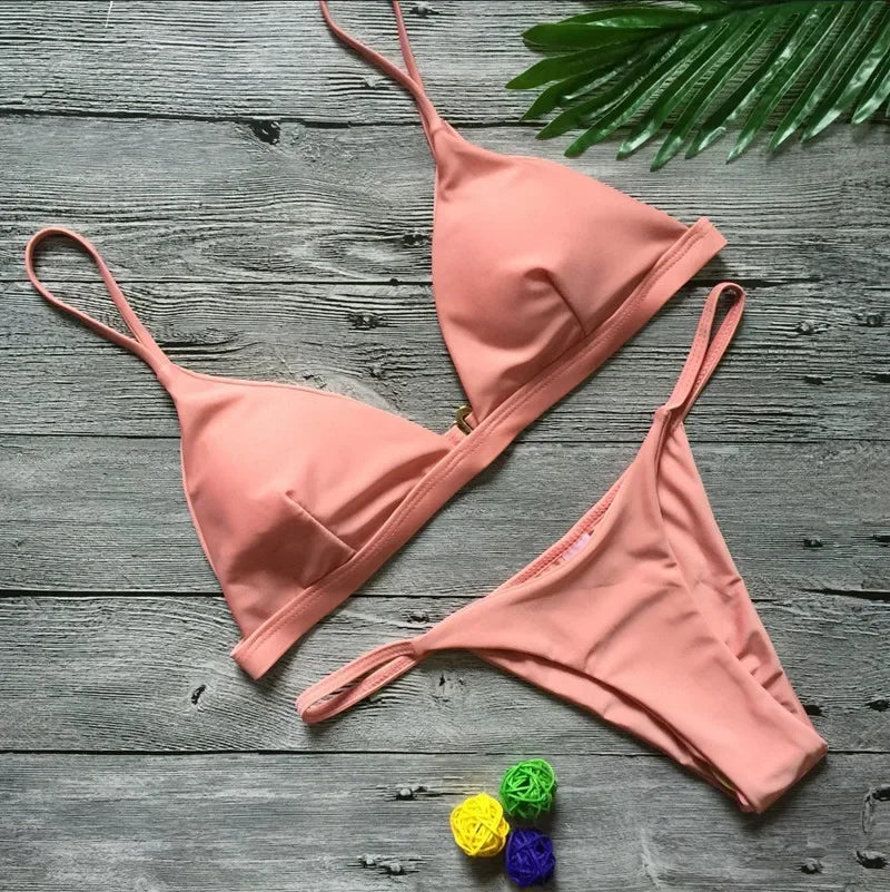 New Bandeau 2025 Micro Bikini Set Women Sexy Low Waist Monokini Push Up Swimwear Backless Swimsuit Beach Bathing Suits Biquinis