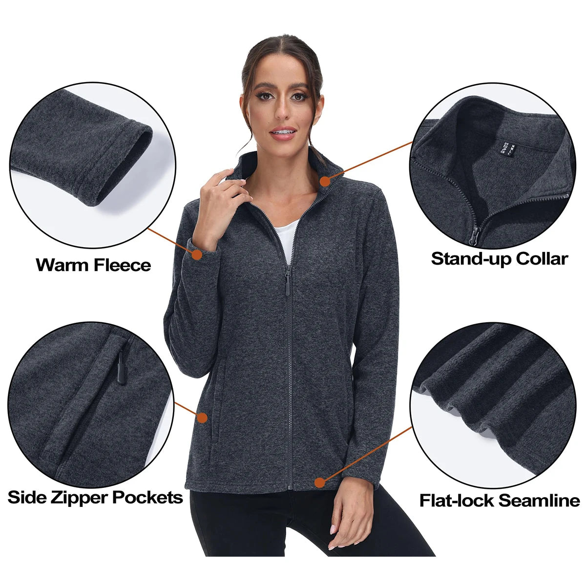 MAGCOMSEN Lightweight Women's Fleece Jackets Womens Athletic Warm Sweatshirts Casual Turtleneck Sweater Coat Sports Tops