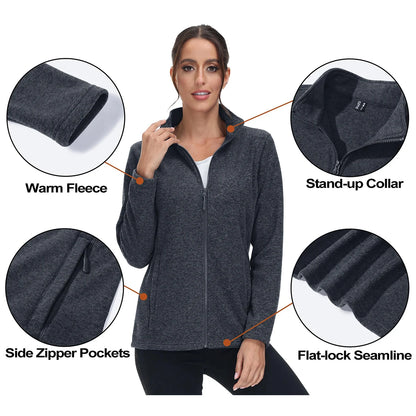 MAGCOMSEN Lightweight Women's Fleece Jackets Womens Athletic Warm Sweatshirts Casual Turtleneck Sweater Coat Sports Tops