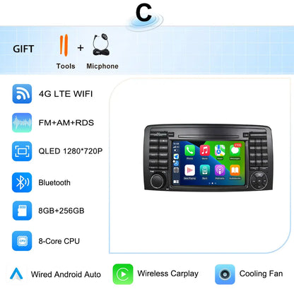 for Mercedes-Benz R-Class R300 R350 R400 2006-2014 GPS Navigation 7" 2.5D Touch Screen Android 16 Wireless CarPlay DSP Stereo