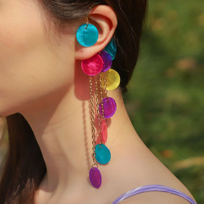 1 Piece of Bohemian High-quality Multicolored round Shell Pendant Earrings Earrings Earrings Lady Fashion Earrings Earrings