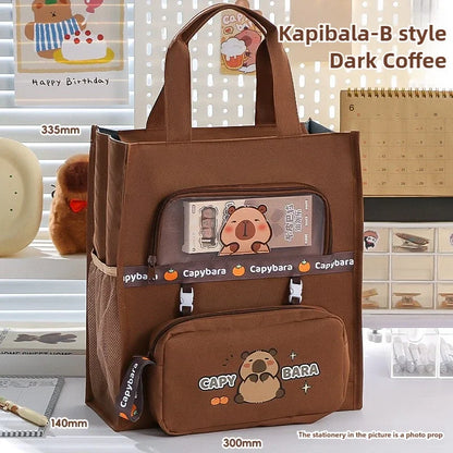 Student Stationery Bag Learning Bag Cartoon Pattern Textbook Storage Bag Large Capacity Lightweight Multi-functional Tote Bag