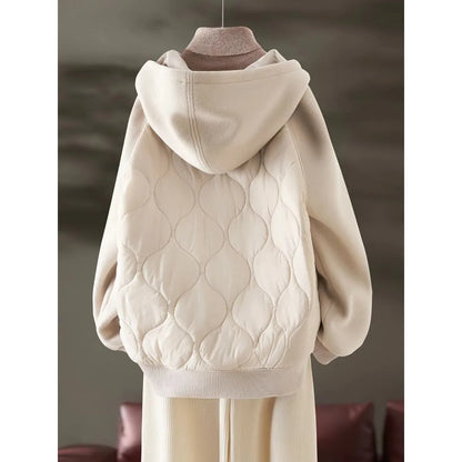 2024 Winter New Women's Faionable Korean Sle Thiened Warm Hooded Patchwork ort Coat Simple Design High-End Feeling Ja...
