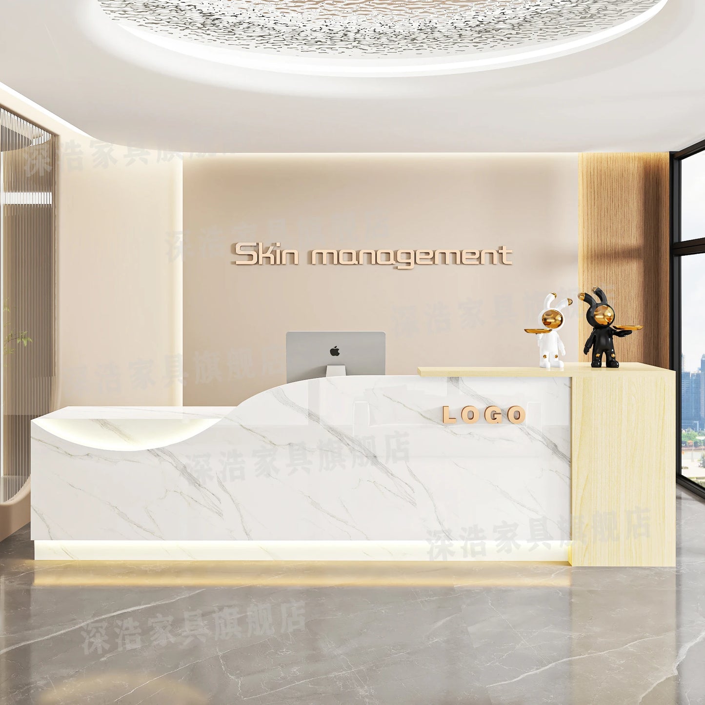 Customized Equipment Reception Desk Beauty Simple Creative Aesthetic Reception Desks Trendy Luxury Mostrador Office Furniture