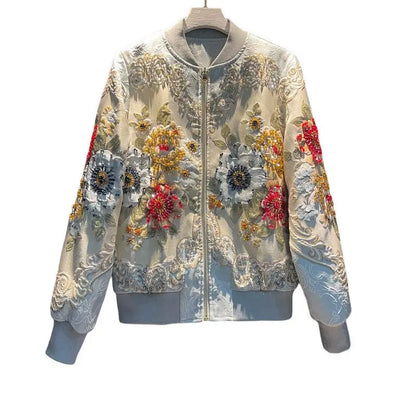 Heavy Rhinestone Embroidered Baseball Uniform Women's Jackets Coat 2025 Autumn New High-Grade Long Sleeve Loose Luxury Coats