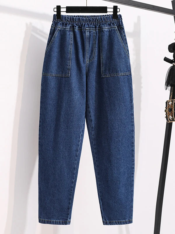 plus Size Denim Trousers High Waist Straight Leg Women's Spring Faion Slimming Long Pants Casual Harajuku Sle Jeans