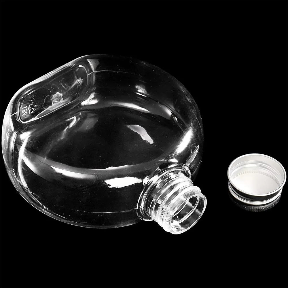 24Pack 10oz Plastic Bottles Small Plastic Flask Bottles Reusable Round Flat Bottles Mini Juice Bottles Beverage Container