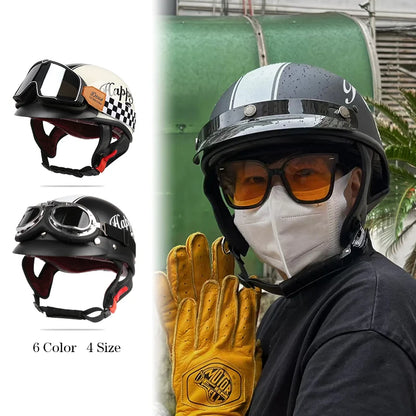 Motorcycle Helmet – Retro Half-Helmet for Scooters & Cruisers – Unisex, Suitable for All Seasons