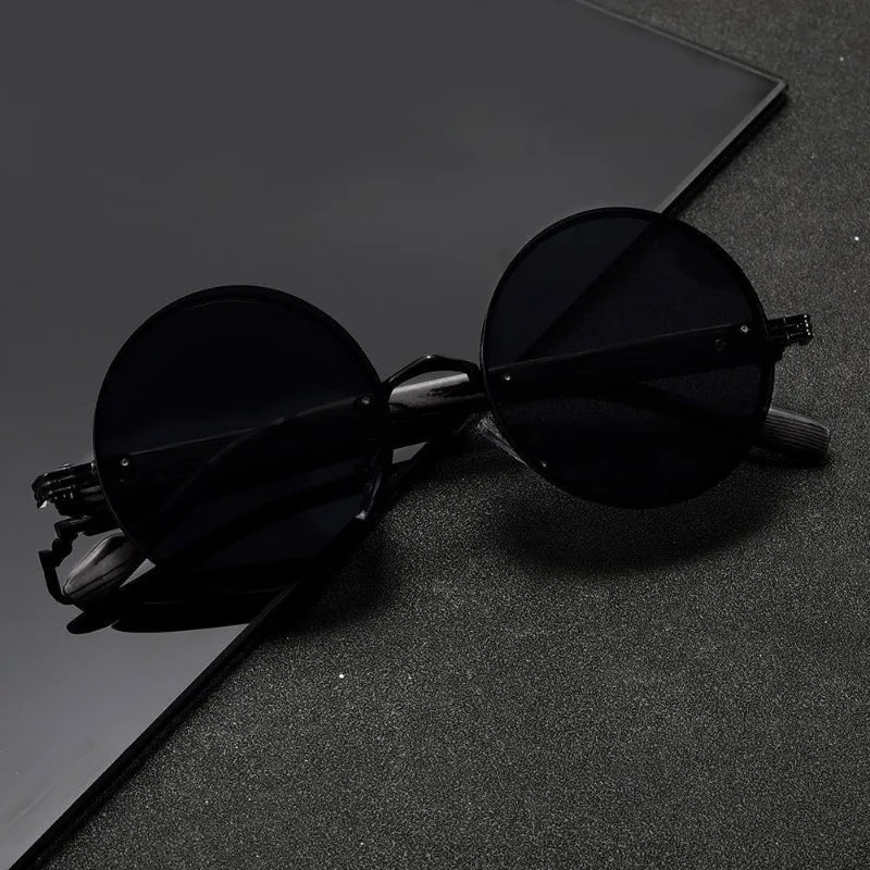 1pcs Round Full-frame UV Sunglasses, Ideal for Outdoor and Daily Use. Comes with Cleaning Cloth and Non-slip Nose Pads.