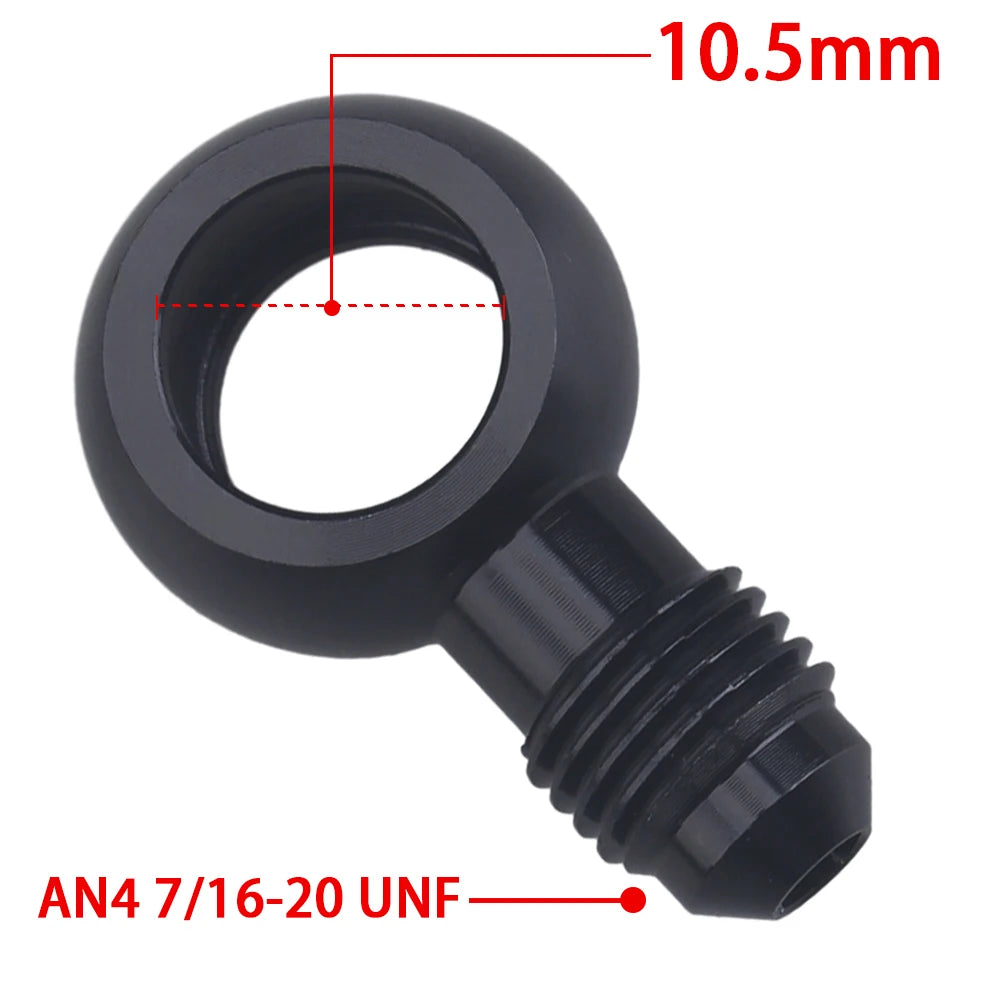 Aluminum Banjo Adapter Fitting 10AN Male Flare AN3 AN4 AN6 AN8 AN10 to 12mm 14mm 16mm Banjo Hole for Fuel & Brake Systems Black