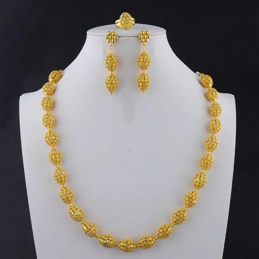 Necklace Earrings Rings Set for Women Luxury Jewelry Nigeria Bridal  Wedding Party Jewellery Set Accessories Wholesale