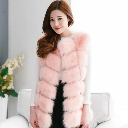 Woman Autumn Hot Sale Luxury Faux Fur Vests Female Winter Hot Sale Thick Warm Waistcoat Lady Coats Jackets Gilet Veste S-4XL