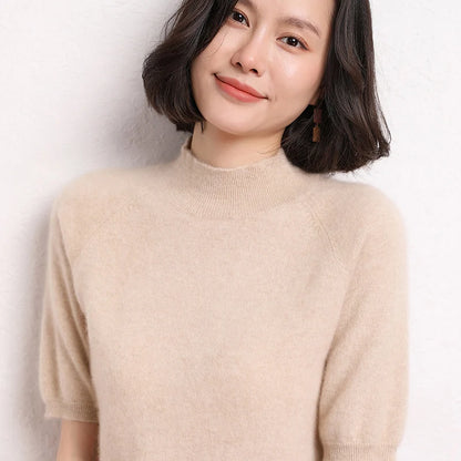 Hot Sale 100% Cashmere Women's Sweaters And Pullovers Autumn Female Casual Clothing Short Sleeve Soft Jumper Tops Spring
