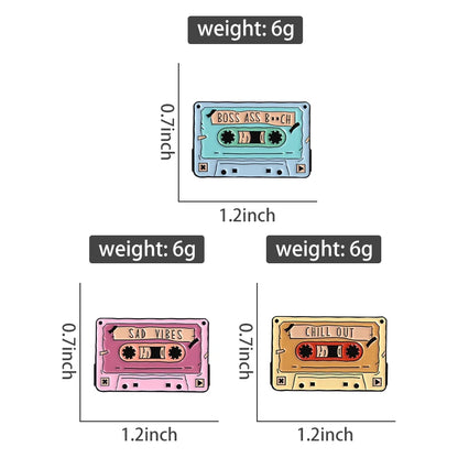 Retro Tapes Enamel Pins Custom 80s 90s Nostalgic Music Brooches Lapel Badges Clothes Funny Jewelry Gift for Friends