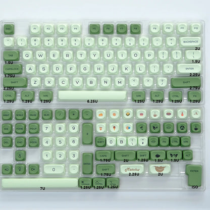 KBDiy 143 Keys/Set Russian Japanese Korean Matcha Keycap Green KOA PBT Keycaps for Mechanical Keyboard Caps for GMK67 GMK64 61
