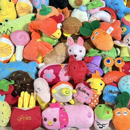 Dog Squeaky Toys Plush Animal Fruit Food Toy Durable Chew Interactive Toys Small Medium Dogs Cats Puppy Pet Supplies