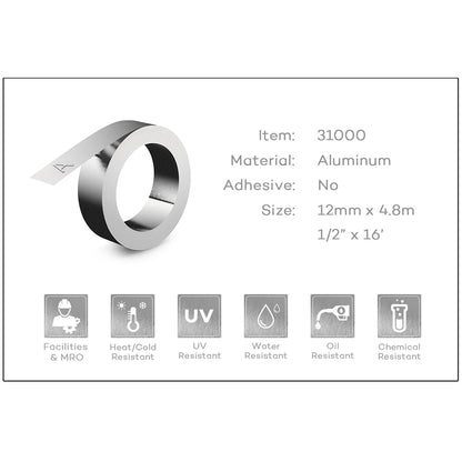 1Roll 12mm 32500 35800 31000 Compatible Dymo Tape Stainless Steel/Aluminum 3D Embossing tape for DYMO Rhino M1011 Metal Embosser