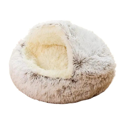 2 in 1 Soft Plush Pet Bed 50CM with Cover Round Cat Bed Pet Puppy Mattress Warm Cat Dog Sleeping Nest Cave for Small Dogs Mats