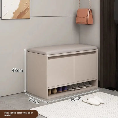 Shoe Storage Bench with Cushion Seat Entryway Shoe Cabinet Organizer Hallway Shoe Rack Bedroom Storage Stool 2/3/4 Door