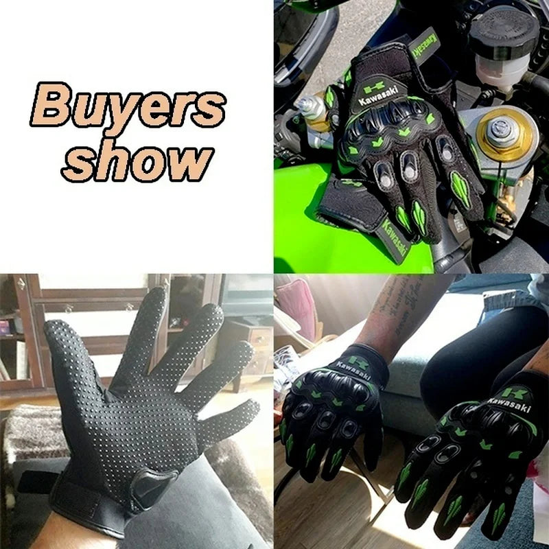 Kawasaki Gloves All Finger Bicycle Breathable Gloves Motorcycle Collision Avoidance Rider Gloves Outdoor Sports Gloves