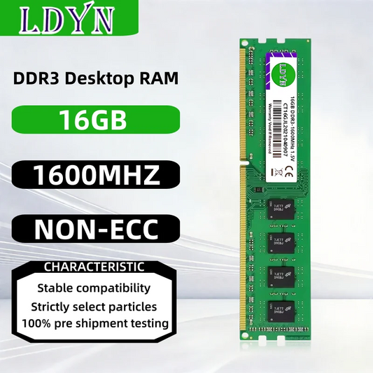 DDR3 16GB 1600MHZ  Desktop Memory Ram PC3-12800 UDIMM 240Pin Non-ECC Unbuffered 1.5V CL11 Dual Rank