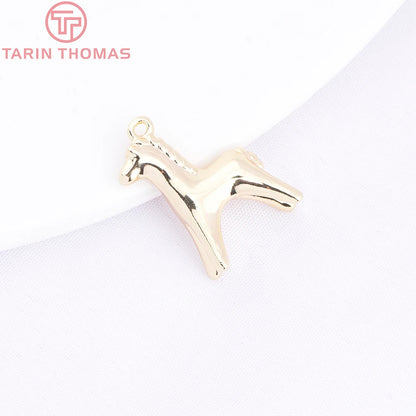 (10486) 6PCS 12x18MM 24K Gold Color Brass Horse Shaped Necklace Pendants Charms High Quality Jewelry Making Accessories