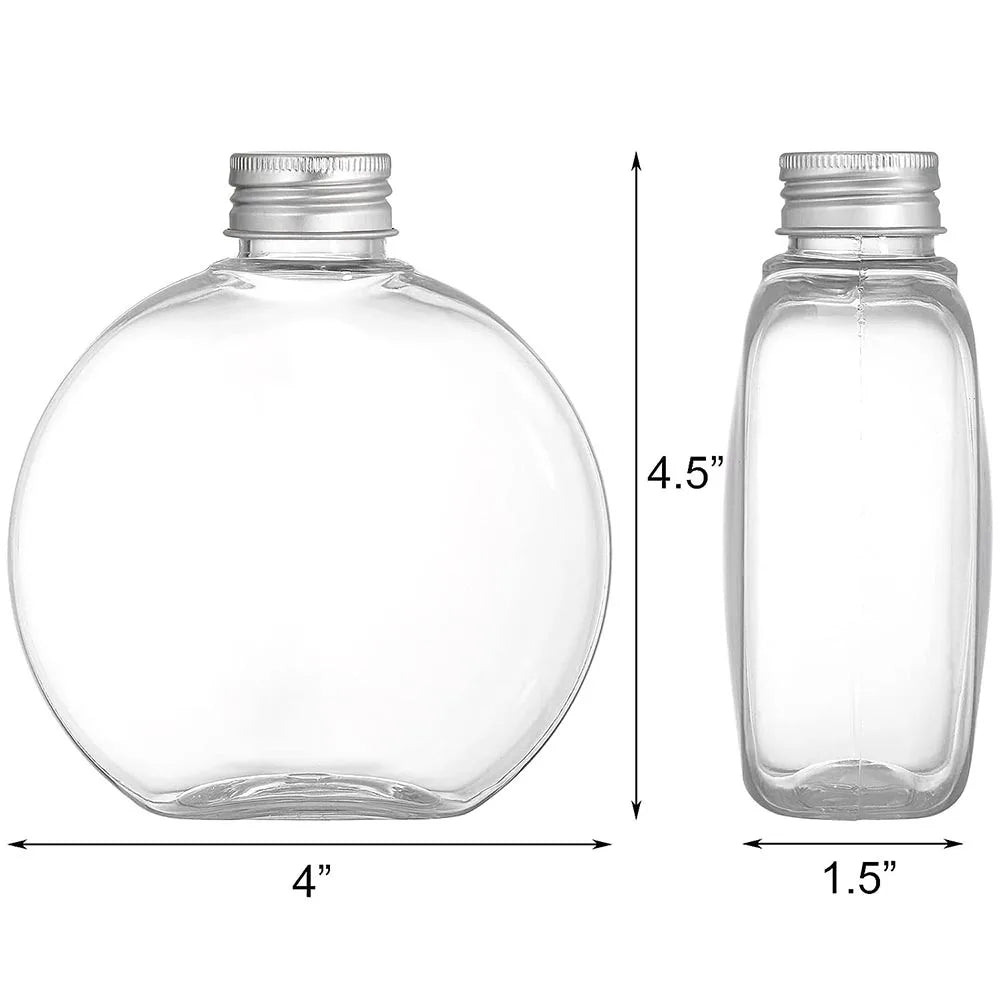24Pack 10oz Plastic Bottles Small Plastic Flask Bottles Reusable Round Flat Bottles Mini Juice Bottles Beverage Container