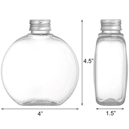 24Pack 10oz Plastic Bottles Small Plastic Flask Bottles Reusable Round Flat Bottles Mini Juice Bottles Beverage Container
