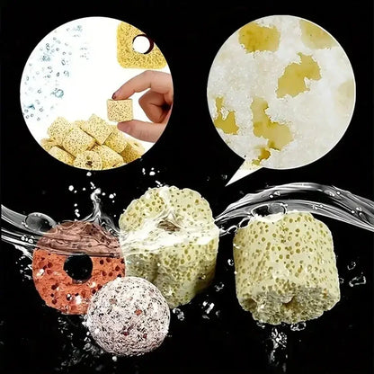 420g Premium Aquarium Filter Media in Mesh Bag with Ceramic Rings, Activated Carbon, Etc. Enhances Filtration & Water Quality