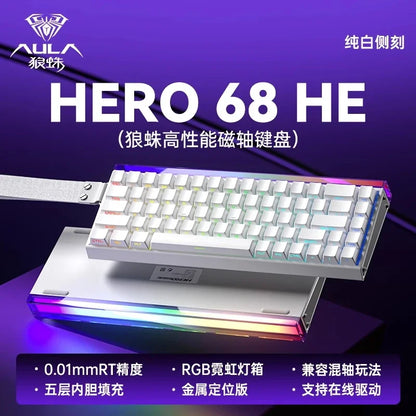 AULA HERO 68HE 8K Magnetic Axis High Performance Gaming Keyboard Hybrid Bearing RGB Low Latency Custom Wired Gaming Keyboard