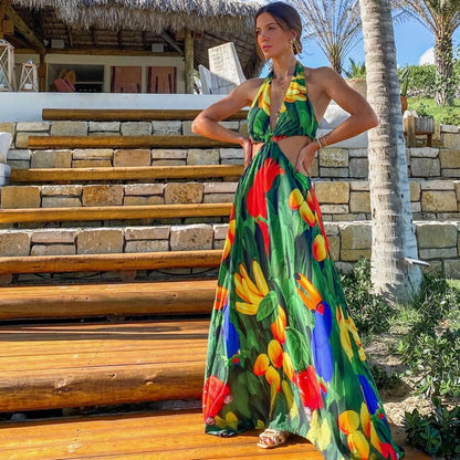 Print Ruffle Beach Cover Up Floral Hot Swimsuits 2025 Sexy Beach Outfits For Women Tunics for Beach Long Playa Bikini Cover Up