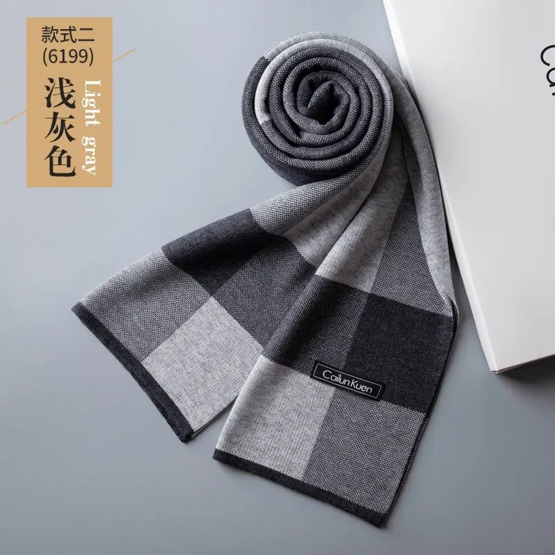 High Quality Wool Men Scarf Autumn Winter Classic Business Thermal Muffler Male Soft Korean Version Long Thick Warm Shawl No Box
