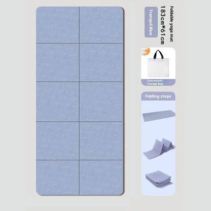 【M】4mm Thick TPE Foldable Yoga Mat 183*61cm Easy Storage For Travel Yoga Pilates Home Exercise Floor Mat
