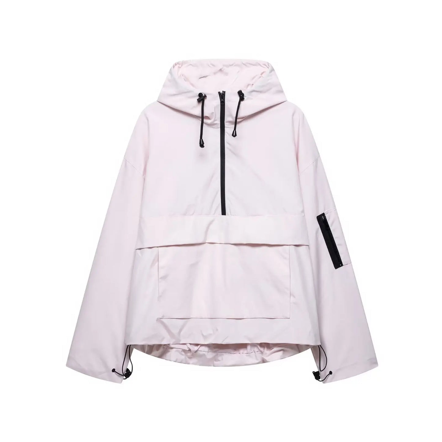Fashion Casual Loose Hooded Jacket Women Solid Color Long Sleeve Windproof Breathable Zipper Jackets Coat Tops Female Streetwear
