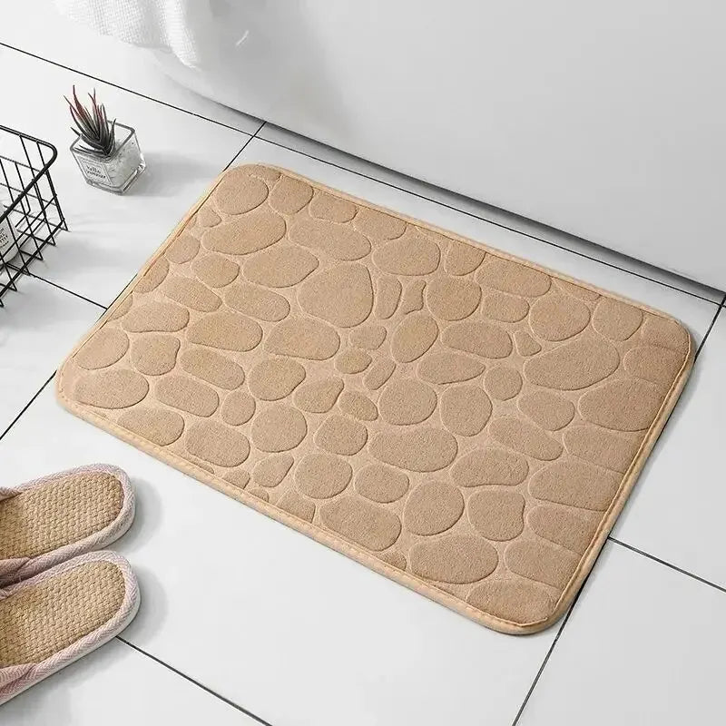 1 Stück geprägter Faserteppich, rutschfeste Matte für Badezimmer und Wohnzimmer, Kieselsteinmatte, Haushaltsartikel