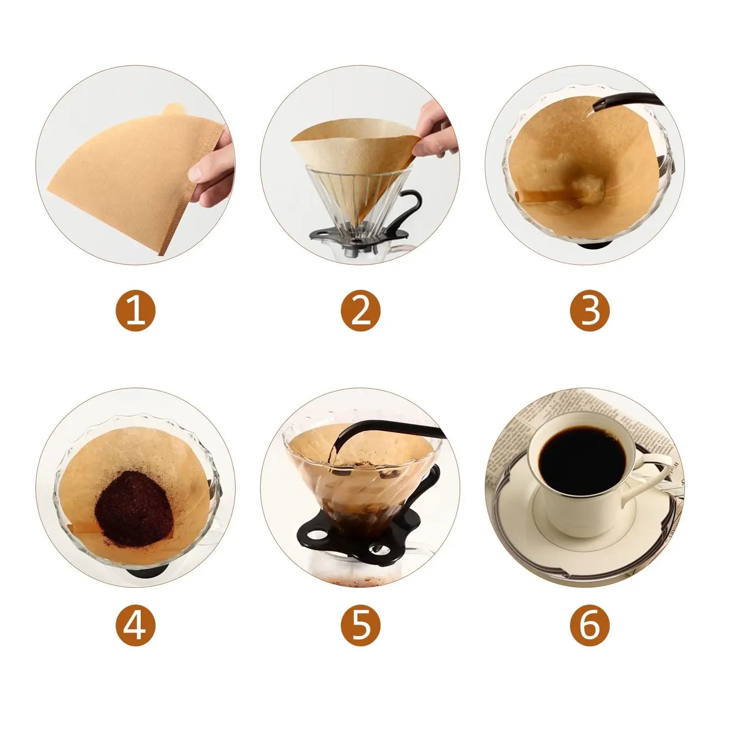 Coffee Filters, 01&02 Cone Filters, Disposable Natural Paper Filters, For Pour Over and Drip Coffee Maker