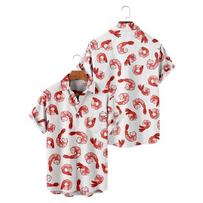 Hawaiian Flower Social Shirt 3d Print Boston Lobster Fashion Short Summer Casual Vintage Harajuku Cadiz Camisas Casuais Blouse