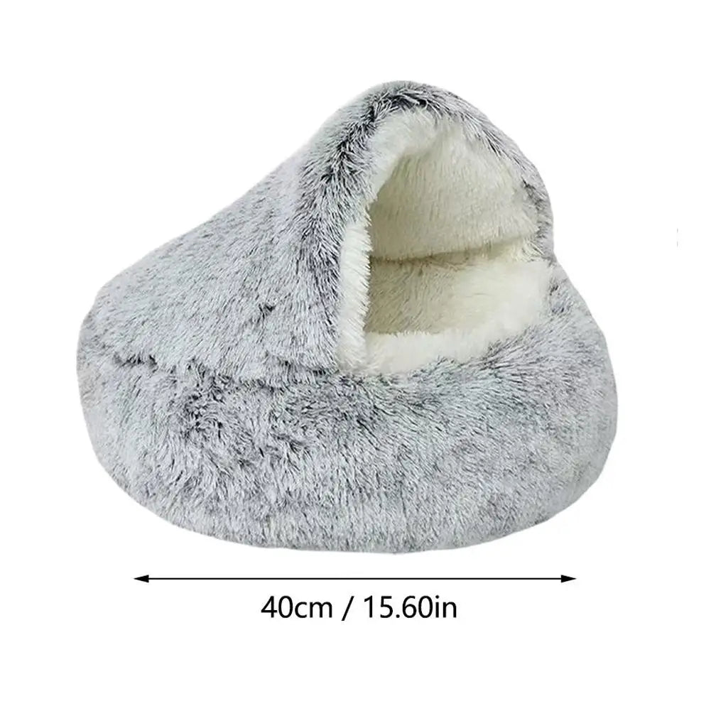 2 in 1 Soft Plush Pet Bed 50CM with Cover Round Cat Bed Pet Puppy Mattress Warm Cat Dog Sleeping Nest Cave for Small Dogs Mats