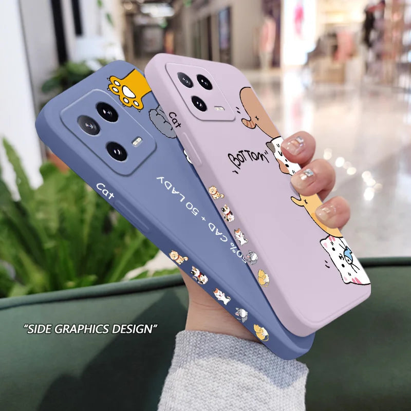Cat Litter Phone Case For Xiaomi Mi 15 15T 14 14T 13 13T 12 12T 12S 11 11T Ultra 10 10T 9 9T Pro Lite 5G Liquid Silicone Cover