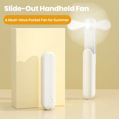 Portable Fan Mini Handheld Fan USB Recharge 3 Speed Hand Held Small 2 in1 Pocket Fan with Power Bank Feature