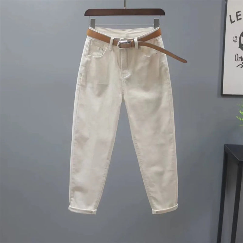 White Jeans Women's Loose Casual Harem Pants Spring Summer Korean Ankle-Length Denim Pants Lady Cowboy Trousers Khaki Black