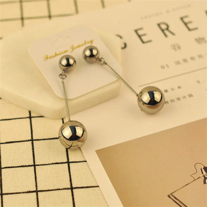 Korean Fashion Large Round Beads Earrings Earrings Size Round Ball Long Net Red Earrings Earrings