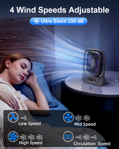 Eary 3000mAh Portable Magnetic Fan USB Rechargeable Cooling Kitchen Wall Fan for Home Gym Desk 350° 4 Speeds Wind Ultra-thin Fan