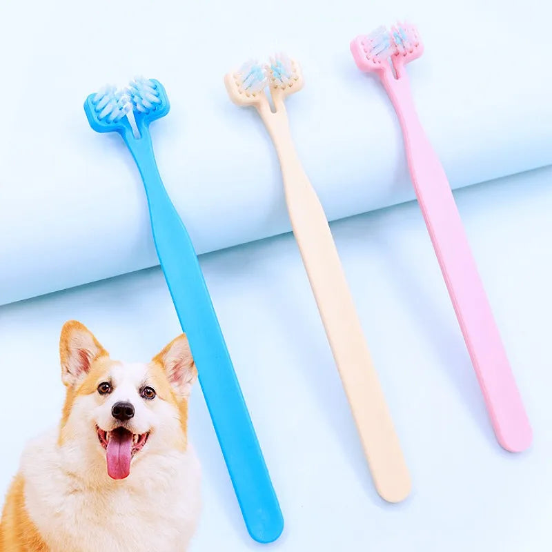 Dog Toothbrush Double Sided Pet Toothbrush Set Oral Care Double Head Toothbrushes 2PCS Set for Dog Teeth Cleaning Pet Products