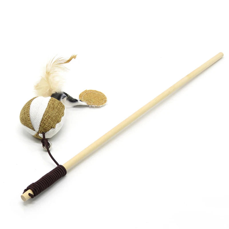 Funny Pet Cat Toys Interactive Cat Teaser with Feather 40CM Wooden Stick Mice Fish Chick Katten Speelgoed Chats Pet Accessories
