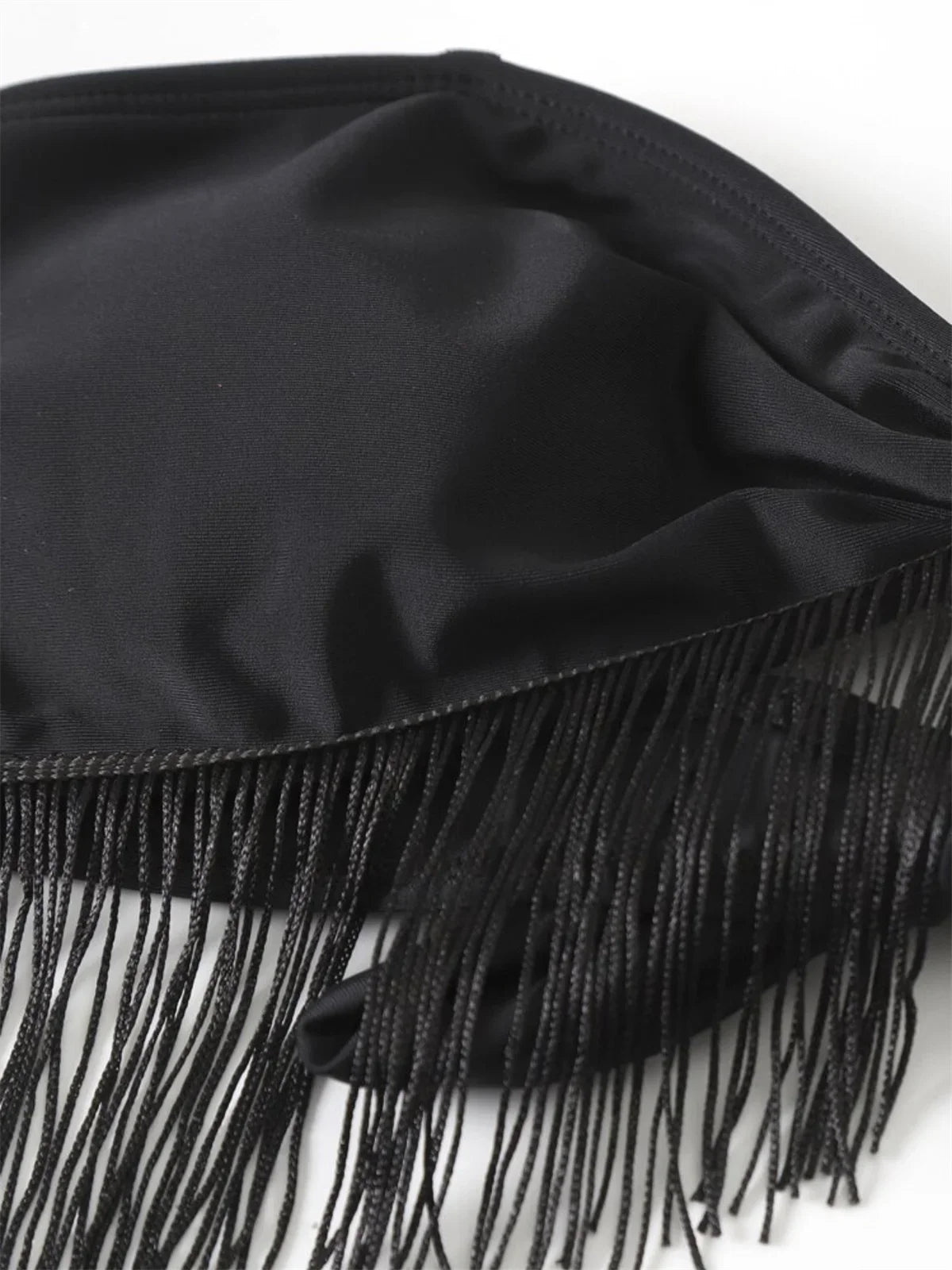 Sexy Tassel Skirt Bikinis Sets Women Black White Push Up 3 Piece Mesh Cover Up Swimsuit Cut Out Bathing Suit Thong Swimwear 2025