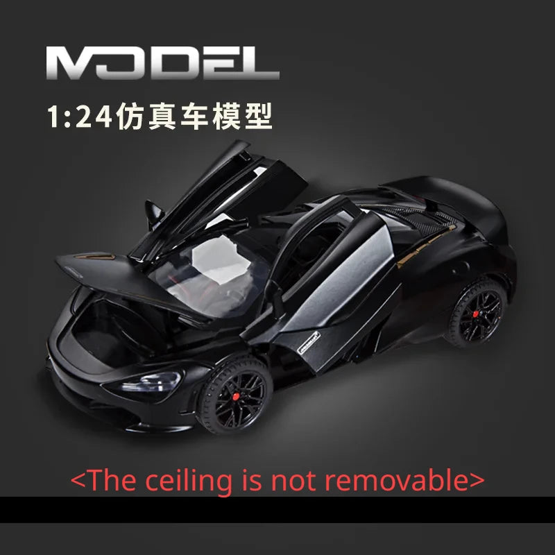 1:24 720S Alloy Racing Car Model Diecast Metal Sports Car Model Simulation Sound and Light Collection Childrens Toy Gift