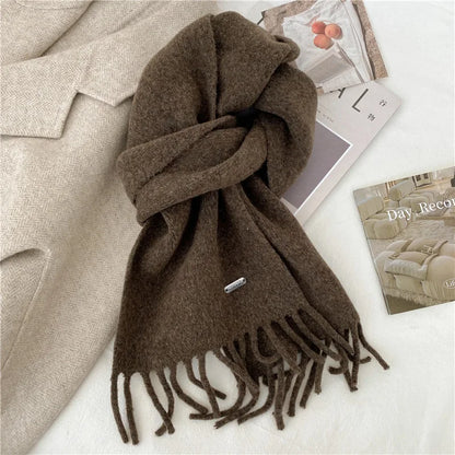 High Quality Korean Chic Hick Warm Women Men Simple Scarf Casual Outdoor Solid Women Wrap Soft Imitation Cashmere Shawl Female
