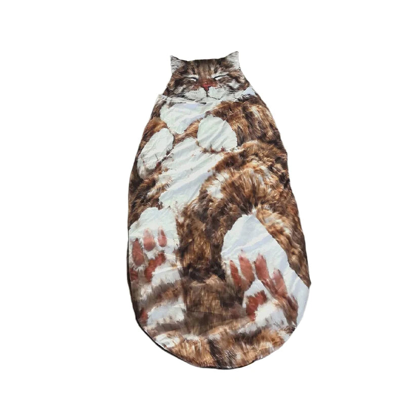 Cartoon Flat Cat Print Washable Sleeping Bag Home  Outdoor Camping Picnic Portable Multi-purpose Blanket Cute Accessories Gifts