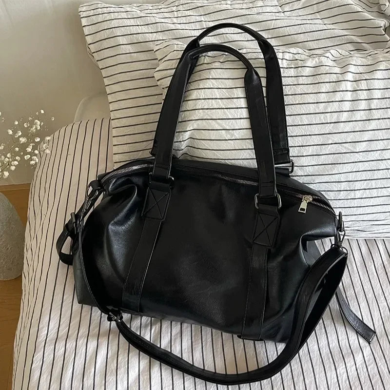 Big Black Shoulder Bags for Women Large Hobo Shopper Bag Solid Color Quality Soft Leather Crossbody Handbag Lady Travel Tote Bag